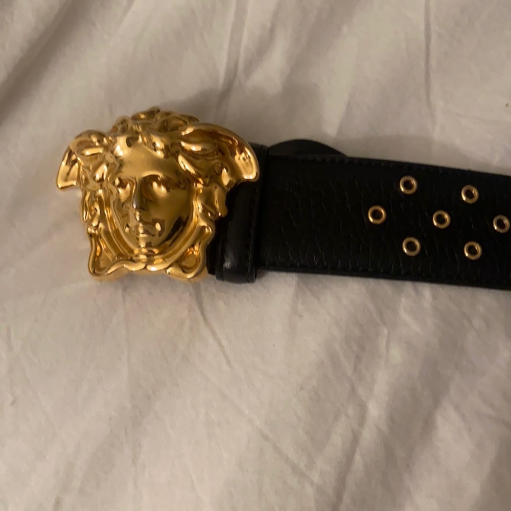Versace Medusa head belt w gold accents